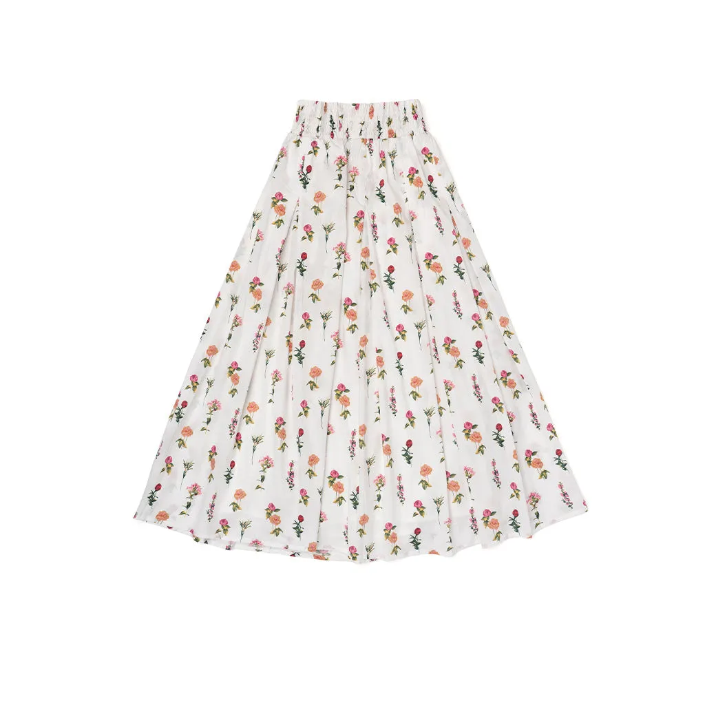 Smocked Waist MIDI Skirt - Bouquet