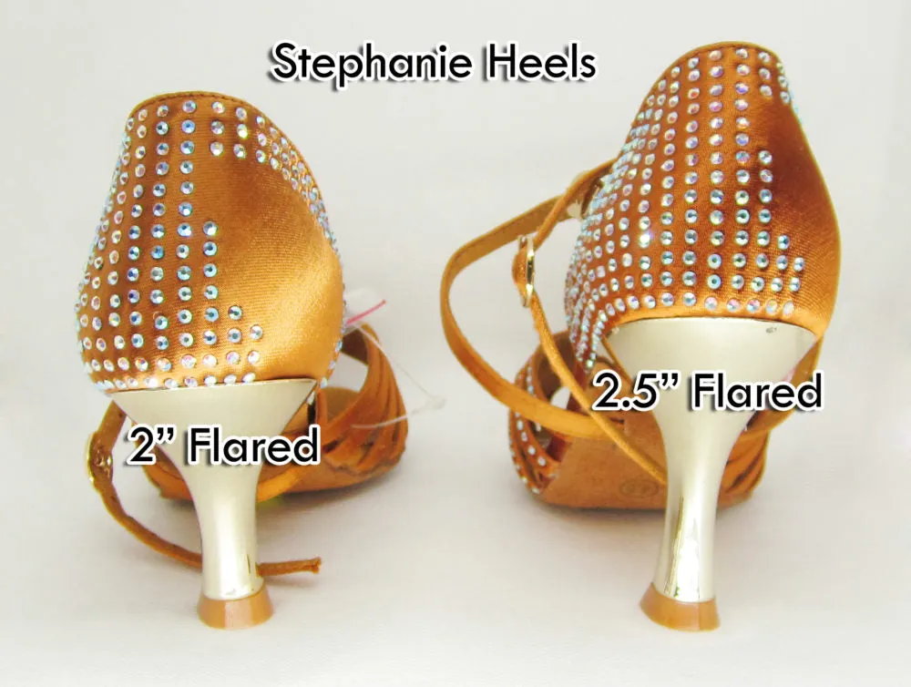 Stephanie Dance Shoes, 2083-32, Gold Leather-Glitter, 2” & 2.5” Flared Heel