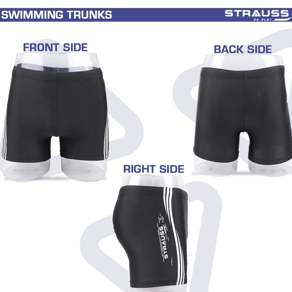 STRAUSS Swimming Shorts | Swimming Trunks for Men | Can Be Used for Gym, Running, Cycling, Swimming, Basketball, Cricket, Yoga, Football, Tennis, Badminton & More | Size: M,(White Lines)