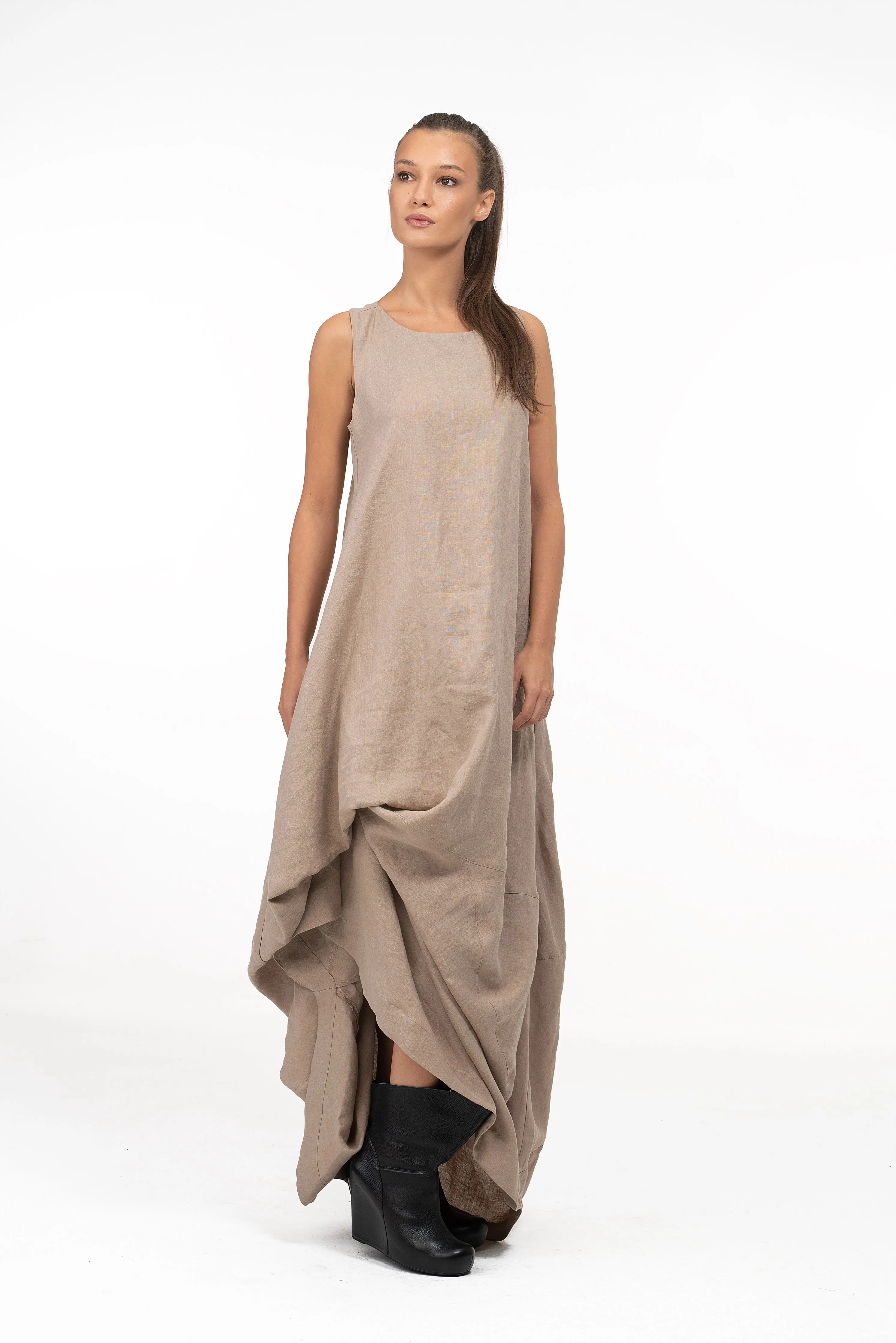 Summer Maxi Boho Linen Balloon Dress