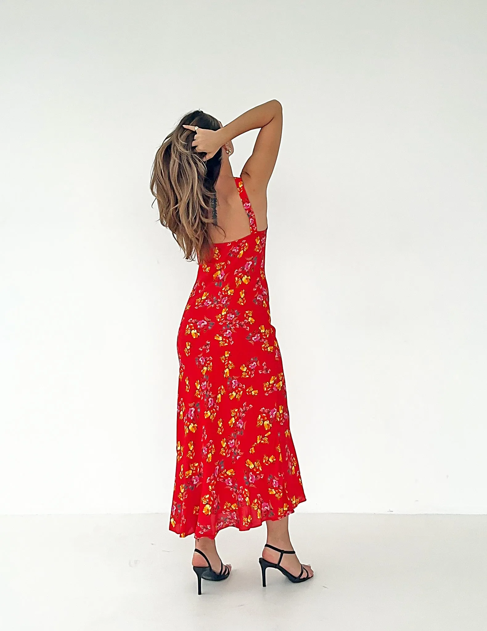 Sunnyside Red Floral Midi Dress