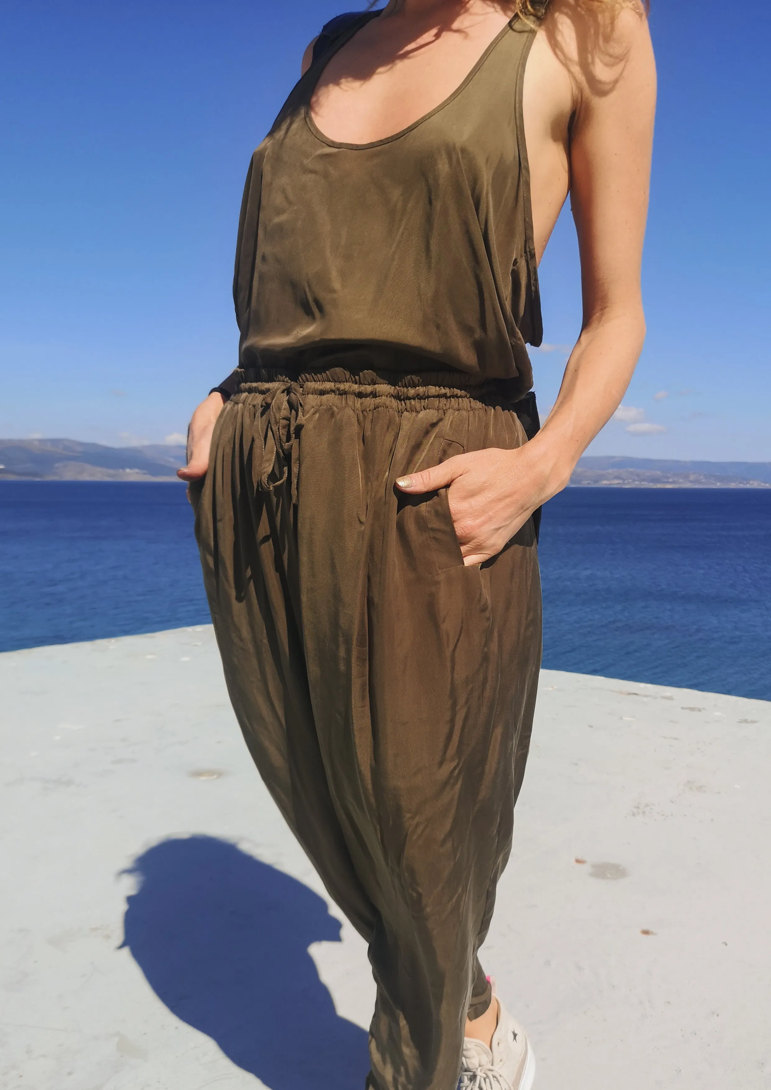 TANK TOP - SILKY CUPRO BIAS khaki