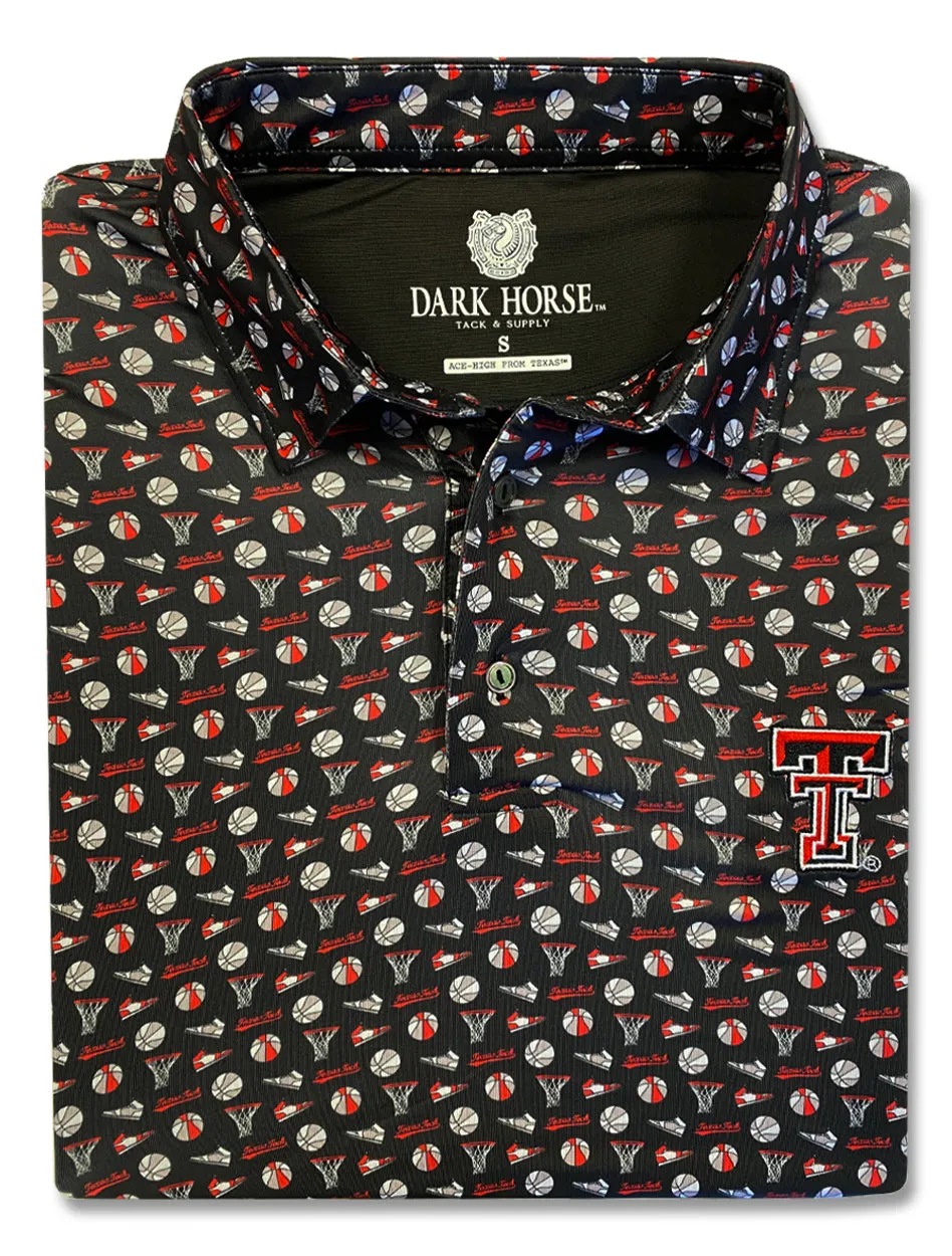 Texas Tech Dark Horse "New Drip" Basketball Premium Black Men's Polo