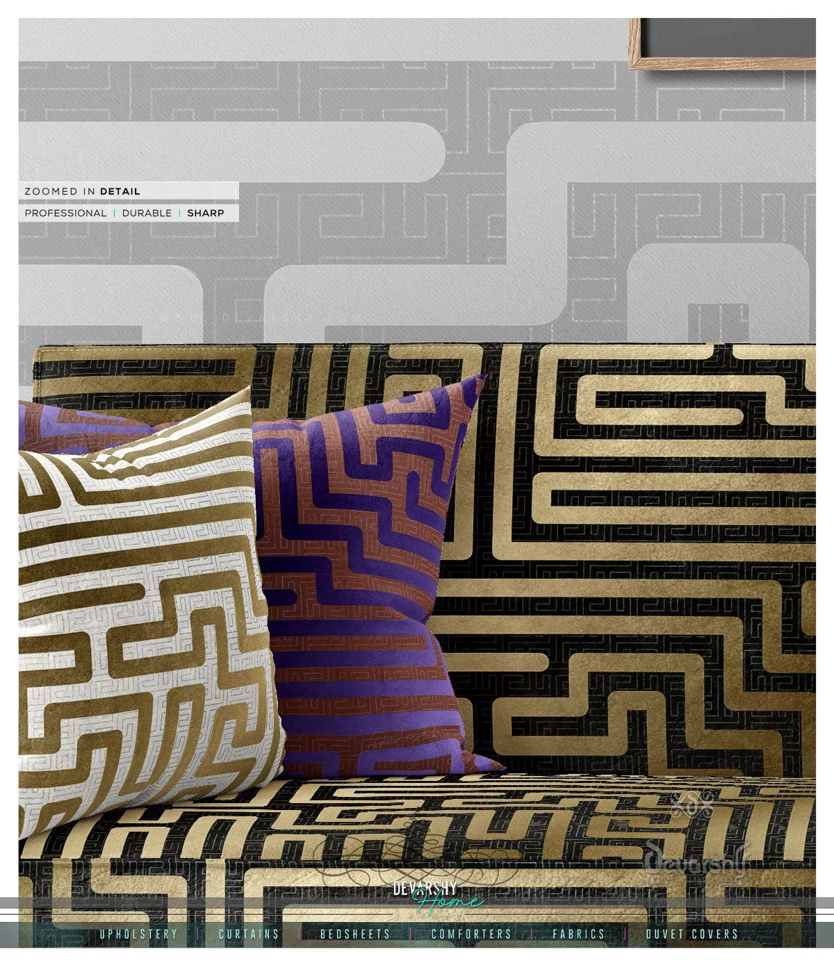 THE MAZE Upholstery Fabric 3meters 4 Colors & 12 Furnishing Fabrics Abstract Striped Fabric by the yard | D20093