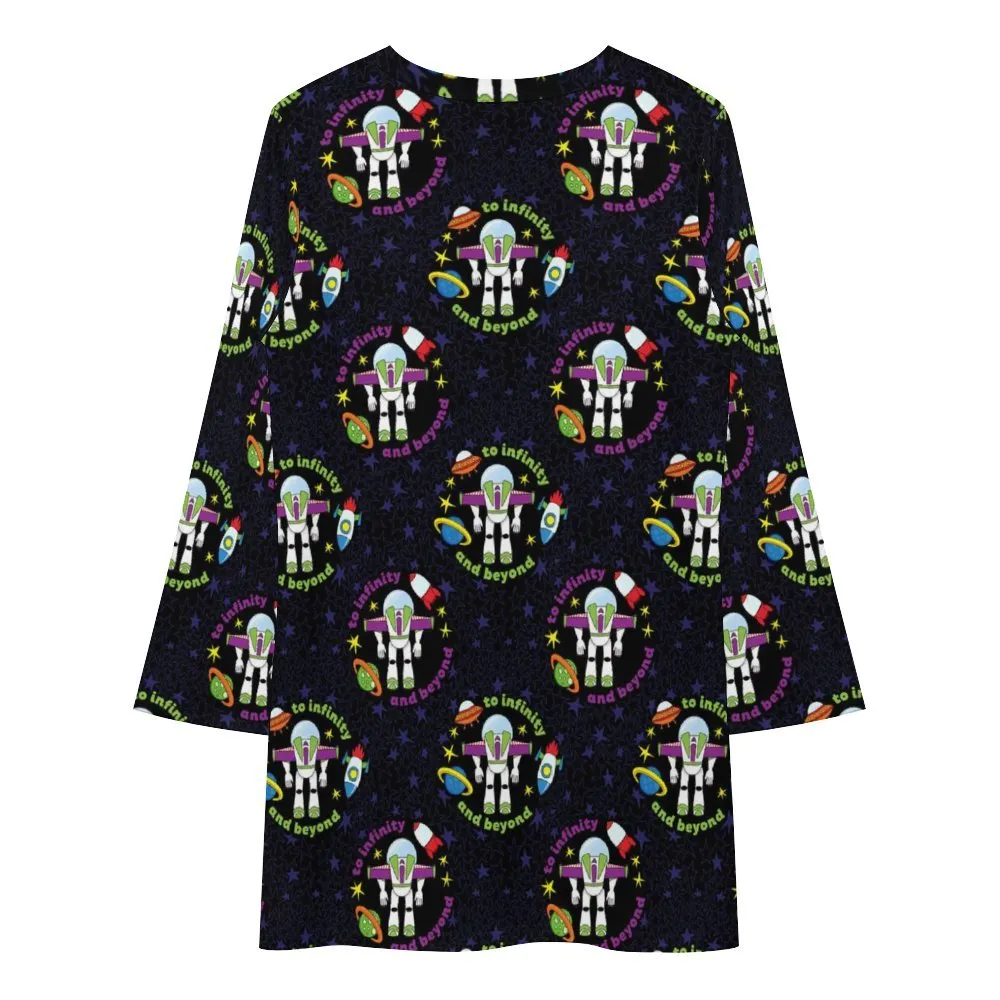 To Infinity And Beyond Long Sleeve Patchwork T-shirt Dress