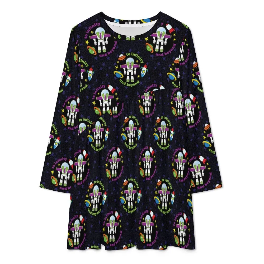 To Infinity And Beyond Long Sleeve Patchwork T-shirt Dress