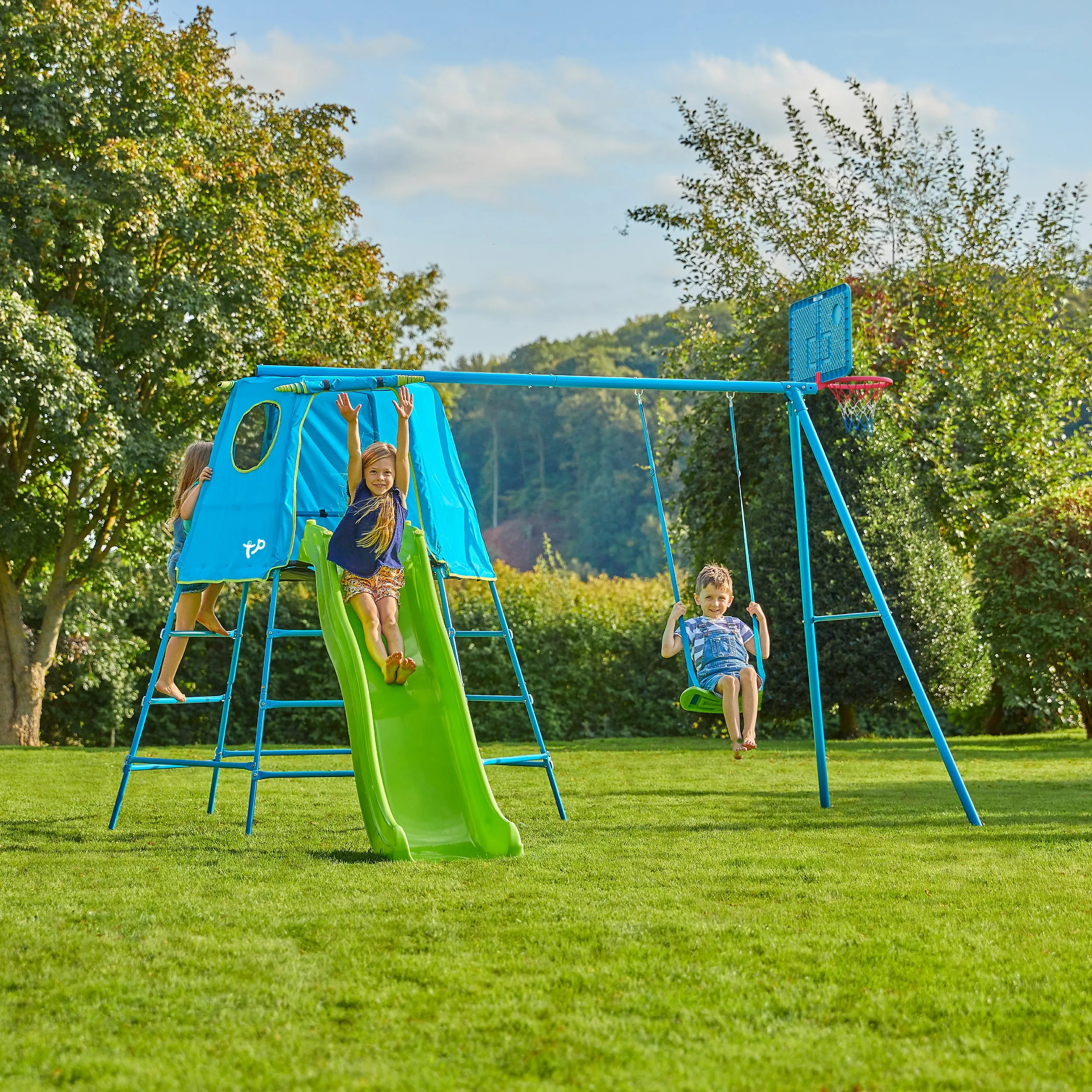 TP Explorer Metal Climbing Frame Set with Ripple Slide & Basketball Hoop