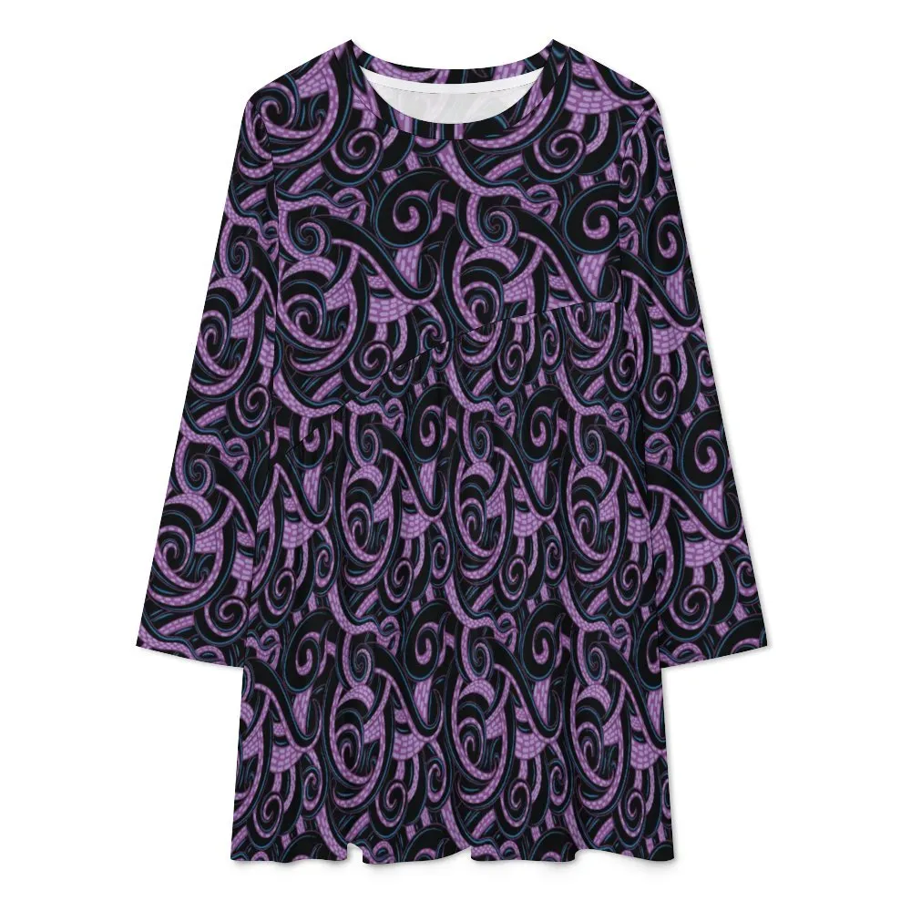 Ursula Tentacles Long Sleeve Patchwork T-shirt Dress