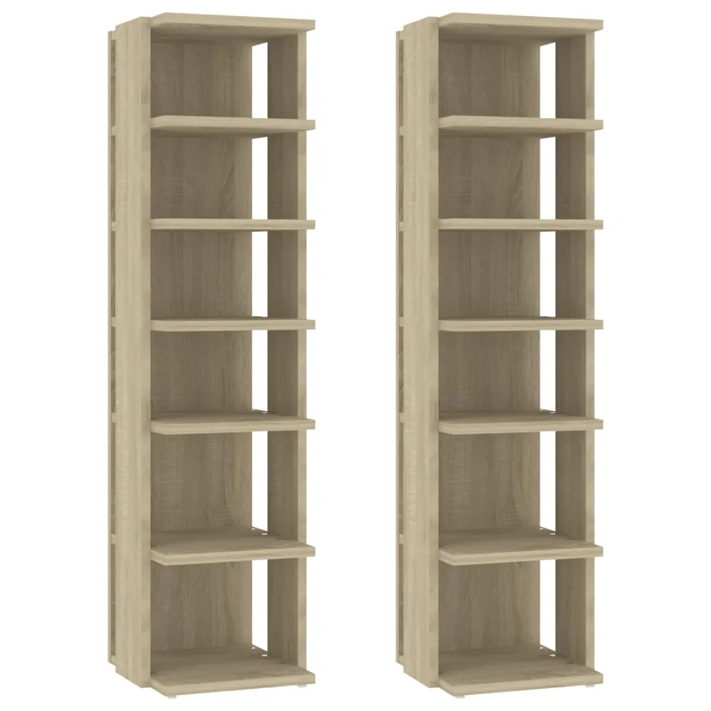 vidaXL Shoe Cabinets 2 pcs Sonoma Oak 27.5x27x102 cm