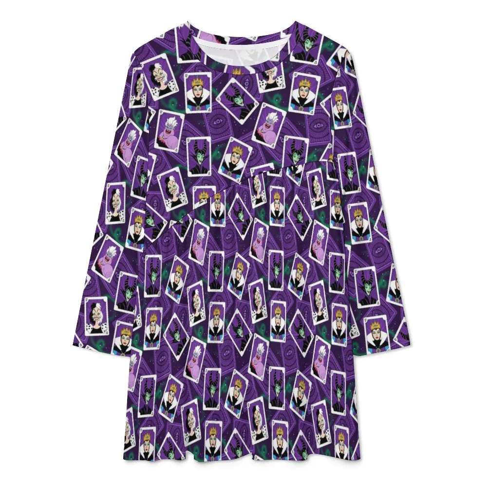 Villain Cards Long Sleeve Patchwork T-shirt Dress