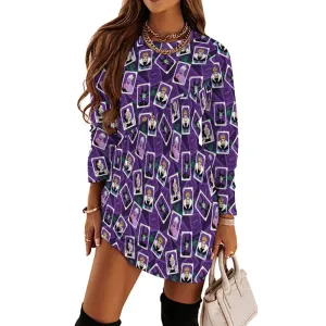 Villain Cards Long Sleeve Patchwork T-shirt Dress