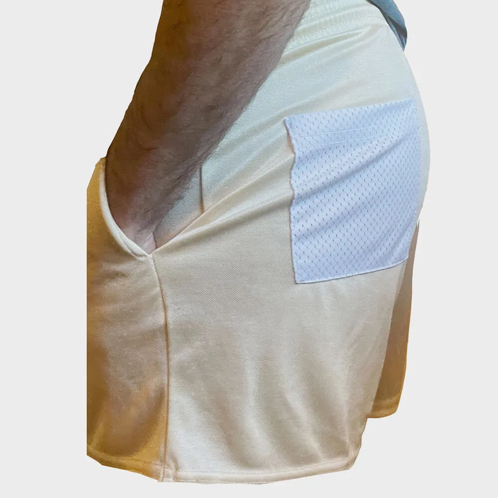 White-Gold 5" Micro-Mesh Active Sweat Shorts - Made In USA