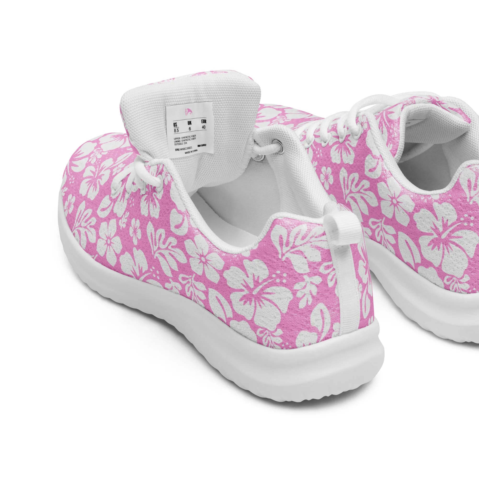 Women’s Pink and White Hawaiian Flowers Athletic Shoes