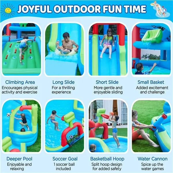 Yaheetech 9-in-1 Extra Long Water Slide Combo