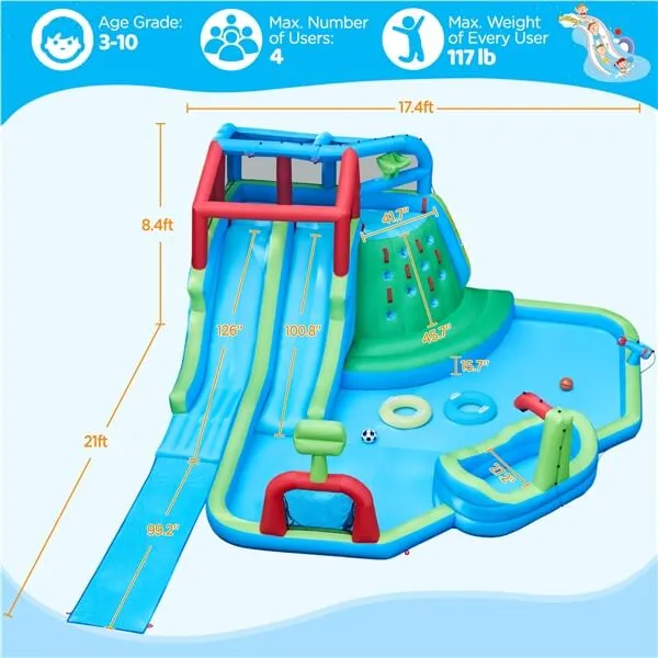 Yaheetech 9-in-1 Extra Long Water Slide Combo