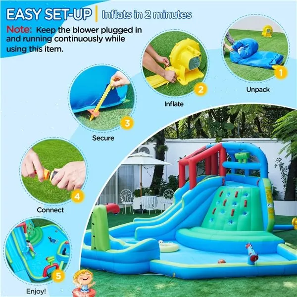 Yaheetech 9-in-1 Extra Long Water Slide Combo