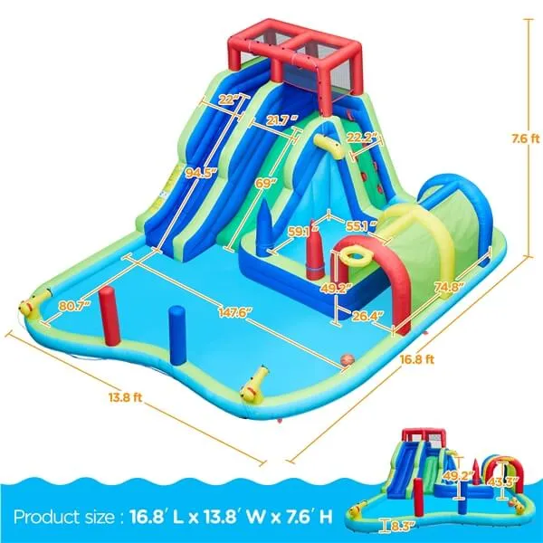 Yaheetech Double Lane Water Slide Combo