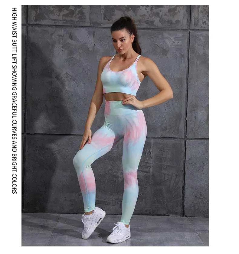 Yoga Set Gym Fitness Sportswear High Waist Athletic Leggings Sports Workout Bra Suits