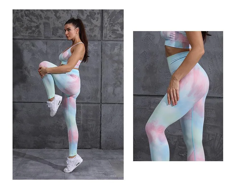 Yoga Set Gym Fitness Sportswear High Waist Athletic Leggings Sports Workout Bra Suits