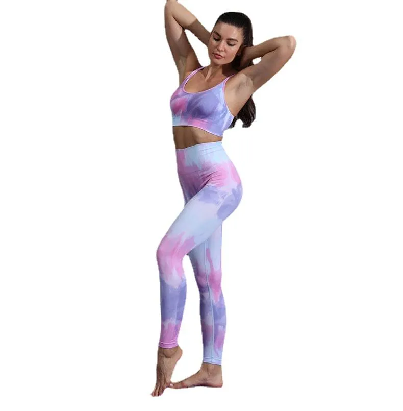 Yoga Set Gym Fitness Sportswear High Waist Athletic Leggings Sports Workout Bra Suits