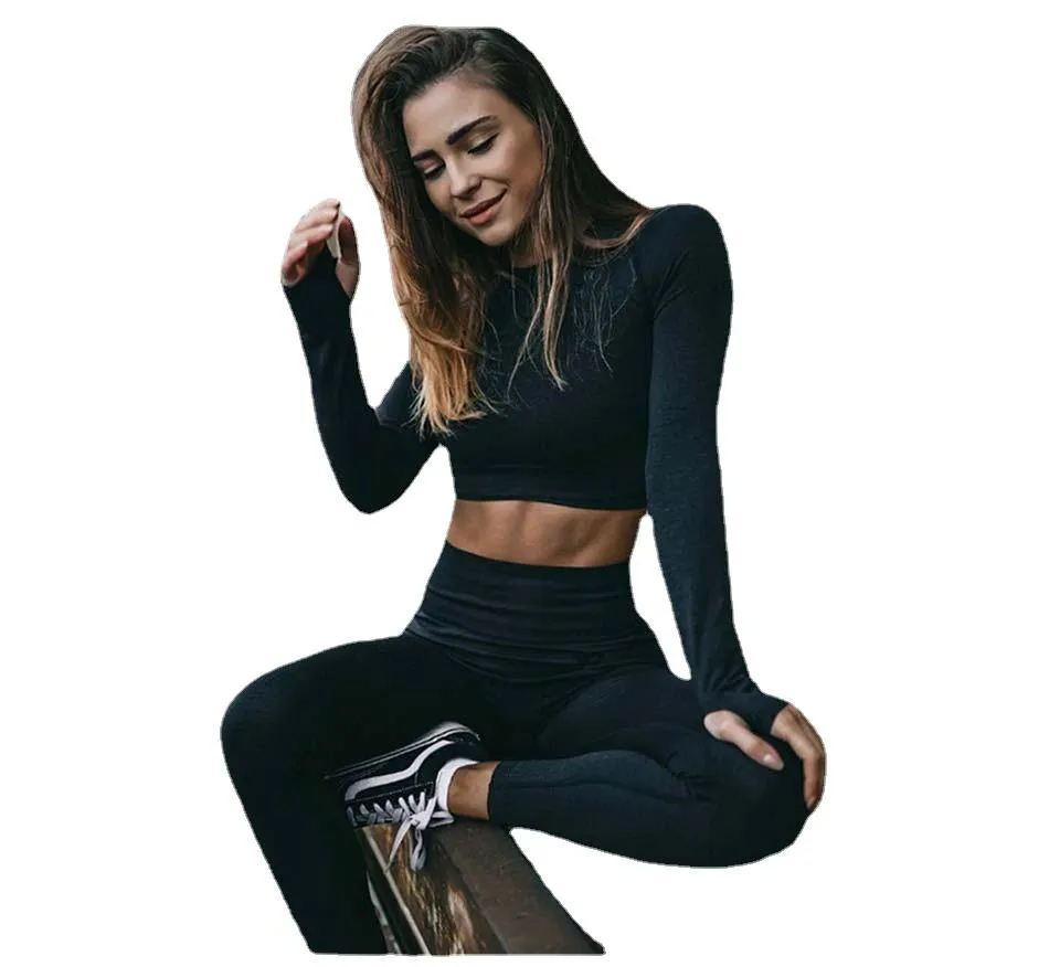 Yoga Set Workout Sportswear Gym Clothing Fitness Leggings Tops For Women